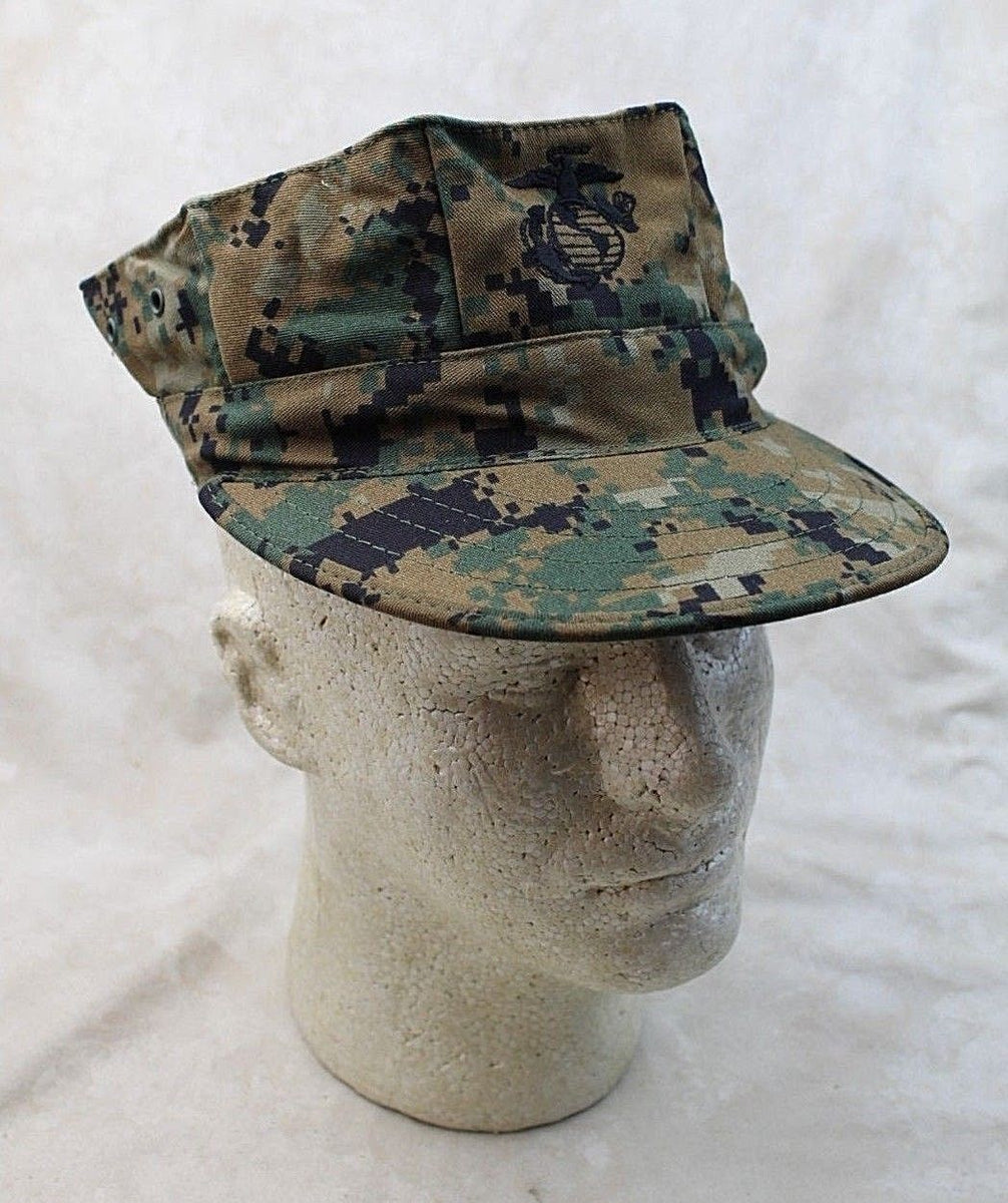 USMC Marine Corps Garrison Cover Woodland Marpart 8 Point Cap Hat w/ EGA  Logo