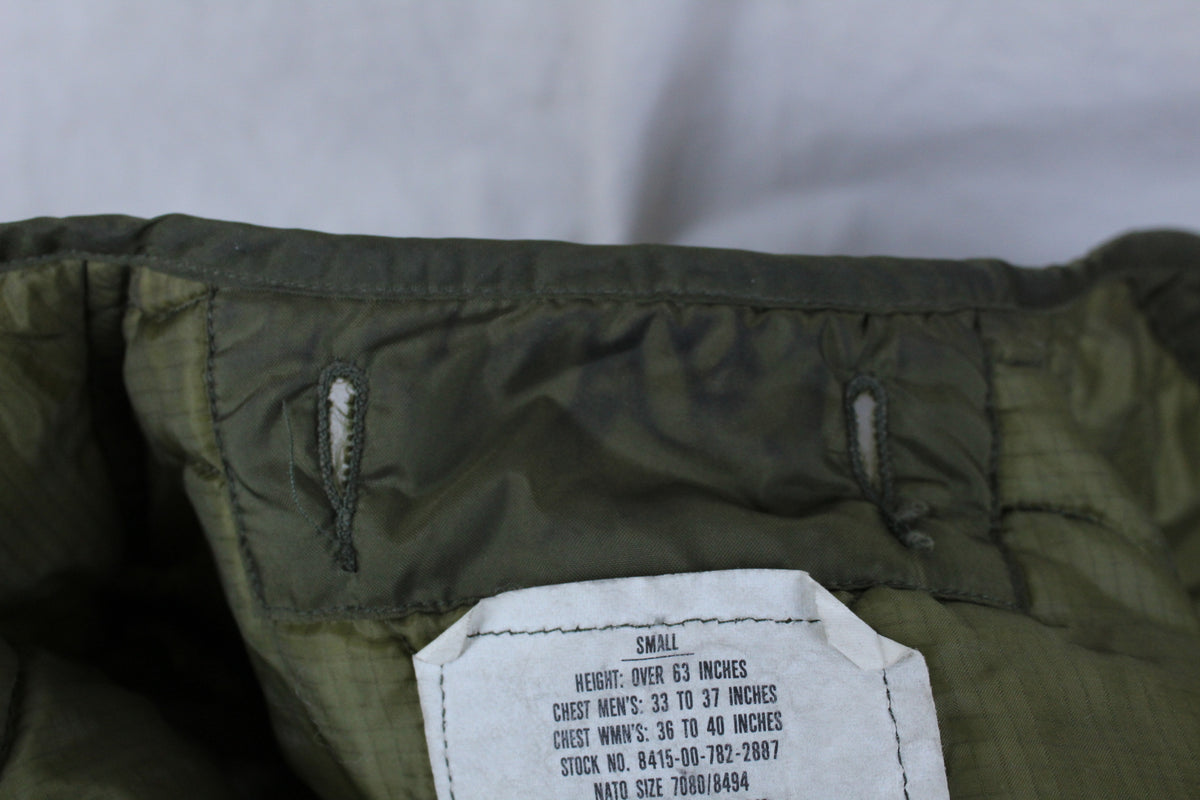 80's US Army Military OD Green M65 Field Jacket Quilted Liner - Small