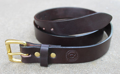 Quinby 1 1/4" Dark Brown Bridle Leather Belt - Made in USA