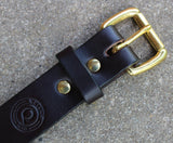 Quinby 1 1/4" Dark Chocolate Brown Bridle Leather Belt - Made in USA