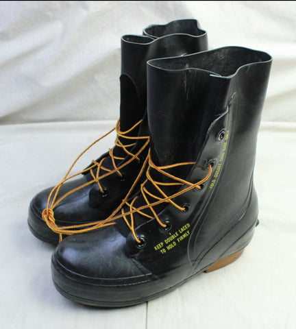 US Military Black Mickey Mouse Rubber Boots Extreme Cold Weather Sz. 8 R