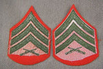 2 USMC Sergeant Green On Red Chevrons Patch