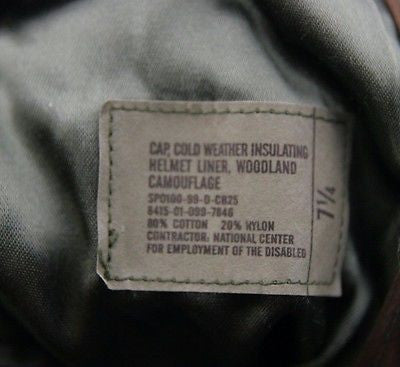 US Military Insulated Woodland Camo Pile Cap Hat Helmet Liner