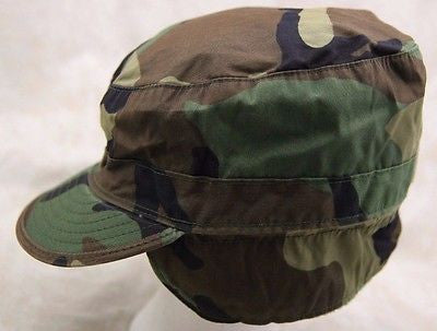US Military Issue Woodland Camo Patrol Cap Hat Cold Weather Ear Muffs