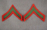 2 USMC PFC First Class Green On Red Chevrons Patch