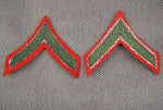 2 USMC PFC First Class Green On Red Chevrons Patch