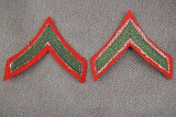 2 USMC PFC First Class Green On Red Chevrons Patch