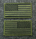 US American Flag Patch OD Olive Drab / Black Subdued - Hook Back