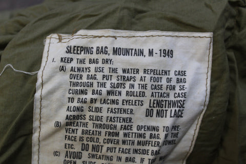 60's US Military M-1949 Feather Down Sleeping Bag Mountain Troops