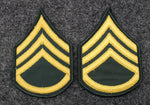 2 Vietnam Era US Army Staff Sergeant Chevrons Rank Patch Merrowed Edge