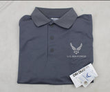 Officially Licensed US Air Force Gray Polo Shirt Short Sleeve Moisture Wicking
