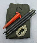 1970's US Army Military Issue OD Canvas Half Tent Shelter - Complete