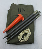 1970's US Army Military Issue OD Canvas Half Tent Shelter - Complete