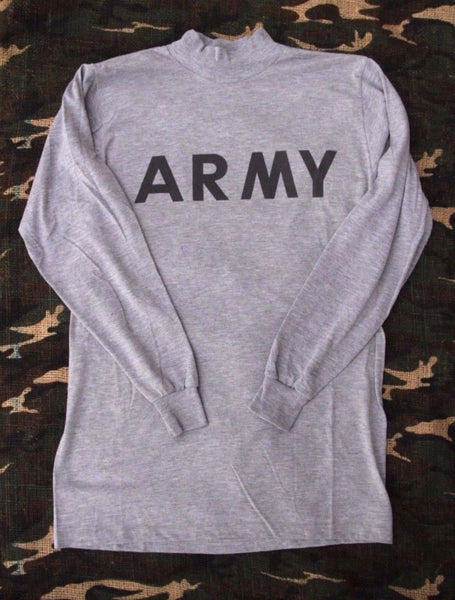 Us Army Military Pt Physical Fitness Gray Long Sleeve T Shirt